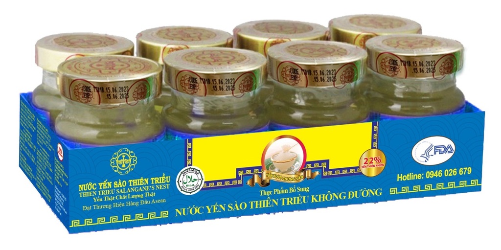 Lốc 8 lọ Yến sào cao cấp Không đường GOLD 22% (70ml/lọ)